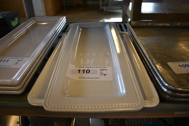 3 White Poly Trays. 7x17x1, 9.5x14x1.5. 3 Times Your Bid!