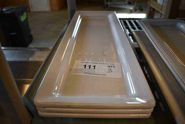 3 White Poly Trays. 21x7x1. 3 Times Your Bid!