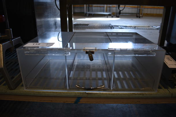 Clear Poly 3 Compartment Bin. 19x13x6.5 - Image 1 of 3