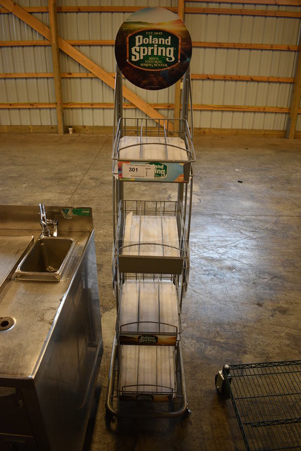 Gray Metal 4 Tier Display Rack on Casters. 15x20x67 - Image 1 of 3