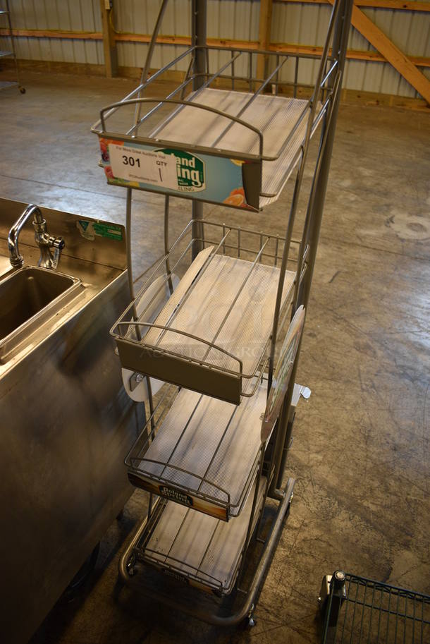 Gray Metal 4 Tier Display Rack on Casters. 15x20x67 - Image 3 of 3