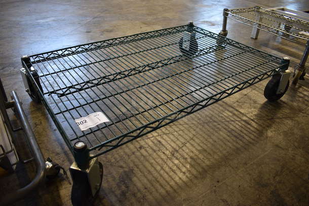 Green Finish Metro Style Dunnage Rack on Commercial Casters. 36x24x8.5