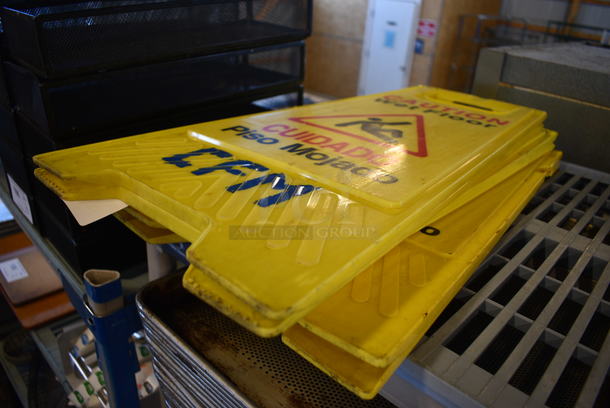 3 Yellow Poly Wet Floor Caution Signs. 12x1x25. 3 Times Your Bid!