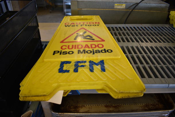 3 Yellow Poly Wet Floor Caution Signs. 12x1x25. 3 Times Your Bid! - Image 3 of 3