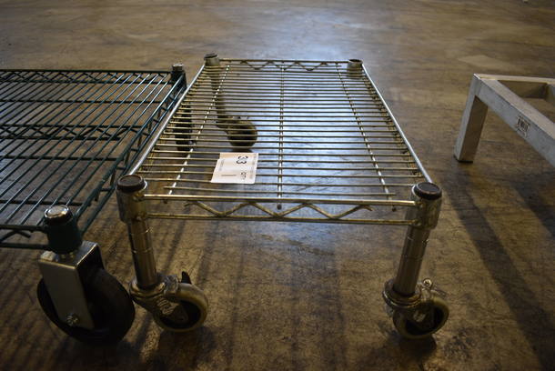 Chrome Finish Metro Style Dunnage Rack on Commercial Casters. Missing 1 Pole w/ Caster. 24x14x9.5 - Image 1 of 3