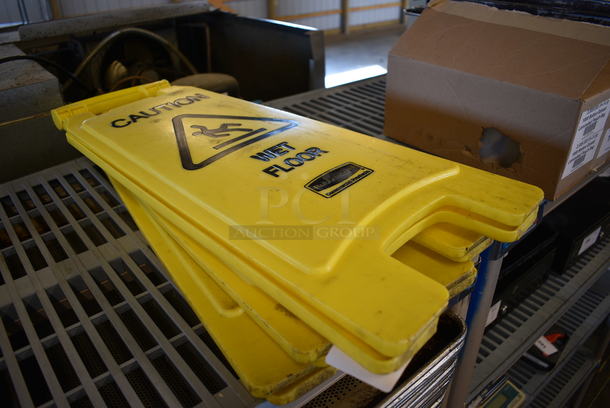 3 Yellow Poly Wet Floor Caution Signs. 11x1x26. 3 Times Your Bid!