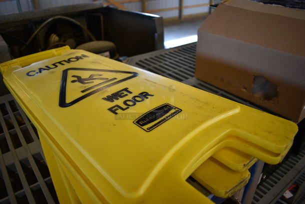 3 Yellow Poly Wet Floor Caution Signs. 11x1x26. 3 Times Your Bid! - Image 2 of 3