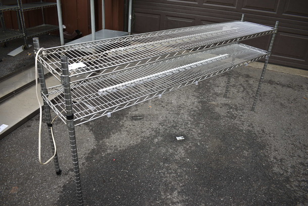 Chrome Finish 2 Tier Shelving Unit. 72x14x34 - Image 1 of 3