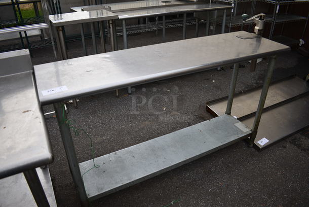 Stainless Steel Table w/ Mounted Commercial Can Opener and Metal Undershelf. 63x18x41