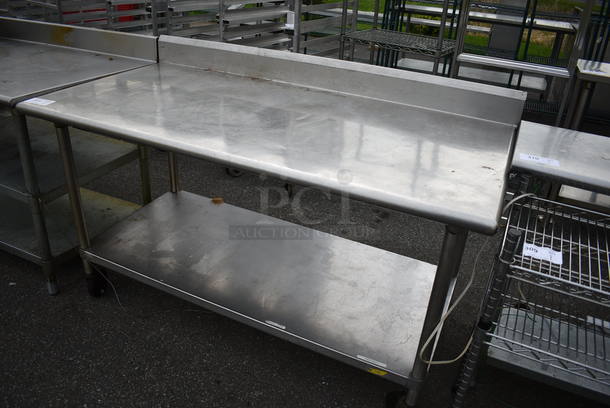 Stainless Steel Table w/ Backsplash and Metal Undershelf on Commercial Casters. 60x30x38 - Image 3 of 5