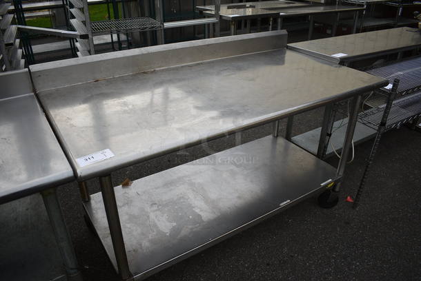 Stainless Steel Table w/ Backsplash and Metal Undershelf on Commercial Casters. 60x30x38 - Image 4 of 5