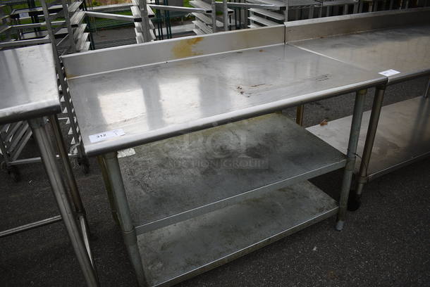 Stainless Steel Table w/ Backsplash and 2 Metal Undershelves. 48x30x38 - Image 3 of 3