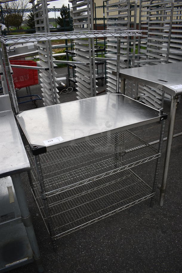 Metal Table w/ 2 Metro Style Undershelves and Overshelf. 36x24x55 - Image 3 of 5