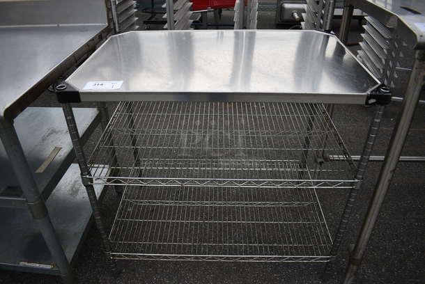 Metal Table w/ 2 Metro Style Undershelves and Overshelf. 36x24x55 - Image 4 of 5