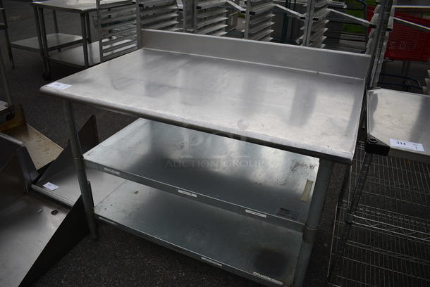 Stainless Steel Table w/ Backsplash and 2 Metal Undershelves. 48x30x39 - Image 2 of 4