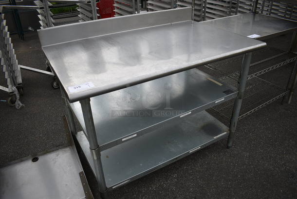 Stainless Steel Table w/ Backsplash and 2 Metal Undershelves. 48x30x39 - Image 3 of 4