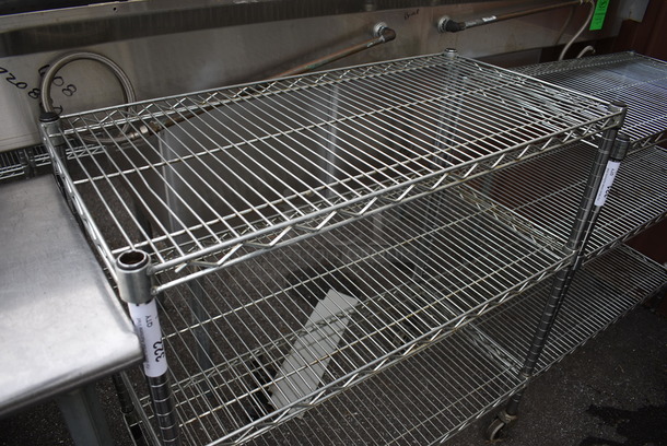 Chrome Finish 3 Tier Shelving Unit on Commercial Casters. 36x18x38. BUYER MUST DISMANTLE. PCI CANNOT  DISMANTLE FOR SHIPPING. PLEASE CONSIDER FREIGHT CHARGES. - Image 2 of 2