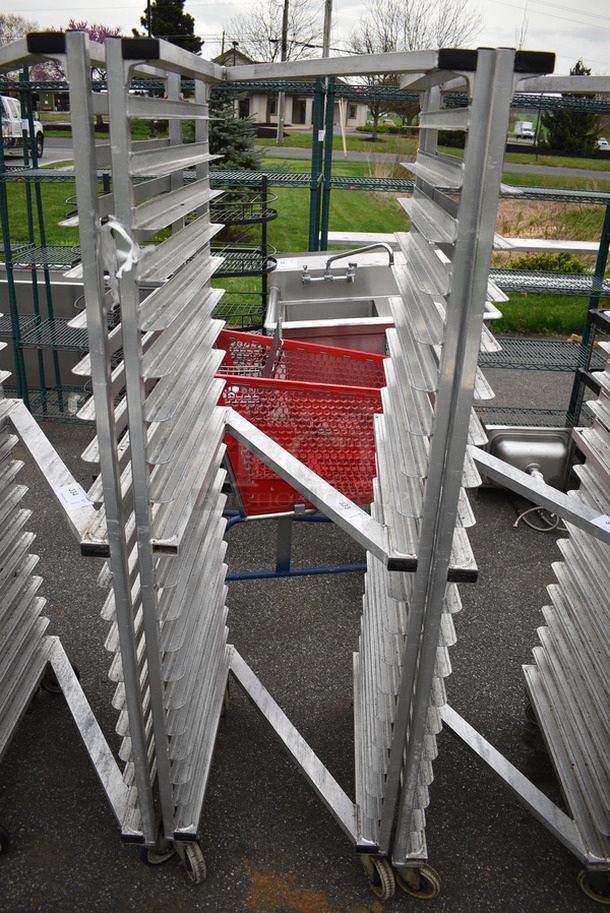 Metal Commercial Pan Transport Rack on Commercial Casters. 20.5x26x69.5