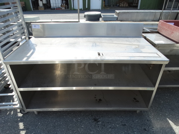 Stainless Steel Commercial Soda Station w/ Drip Tray, Backsplash and 2 Undershelves. 60x31x41