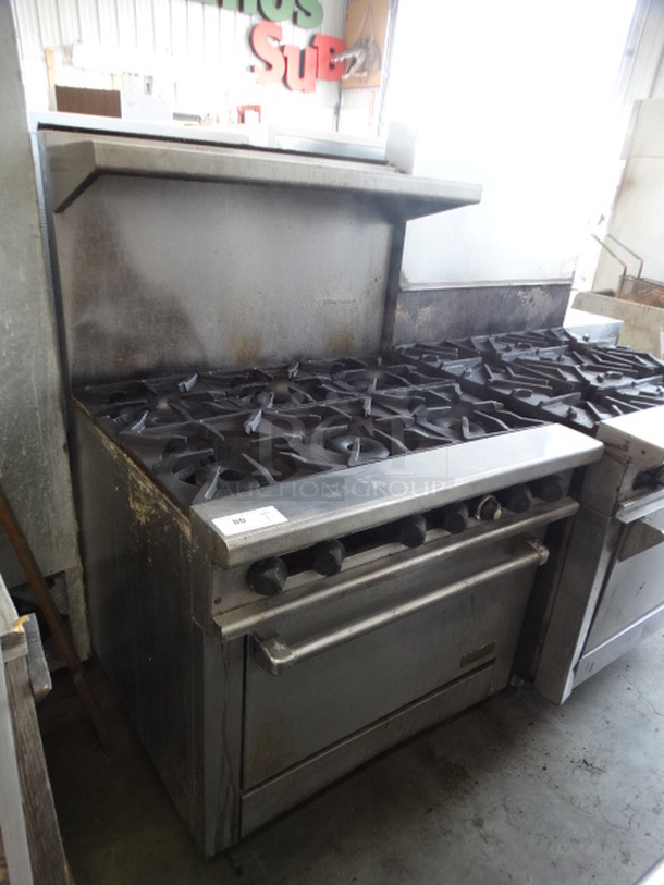 GREAT! Thermatek Stainless Steel Commercial Gas Powered 6 Burner Range w/ Lower Oven and Overshelf. 36x32x57