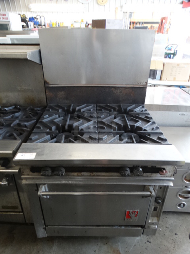 GREAT! Wolf Stainless Steel Commercial Gas Powered 4 Burner Range w/ Lower CONVECTION Oven and Backsplash. 36x32x61