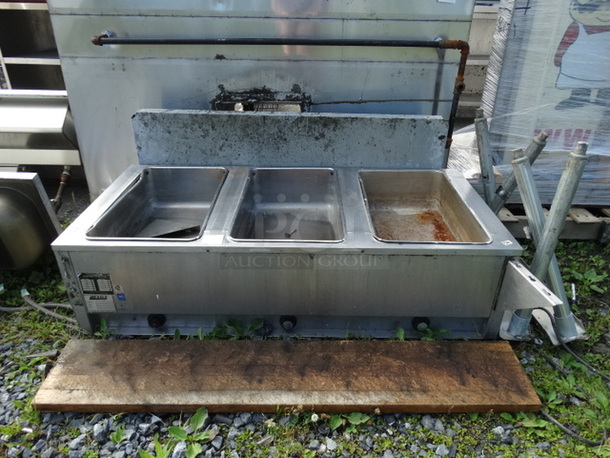 Eagle Metal Commercial 3 Well Steam Table. Comes w/ Butcher Board Cutting Board, Undershelf and Metal Legs. 48x30x12