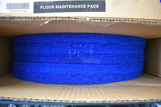 5 BRAND NEW IN BOX! Blue Floor Pads. 5 Pads in Each Box. 20x20x1. 5 Times Your Bid!