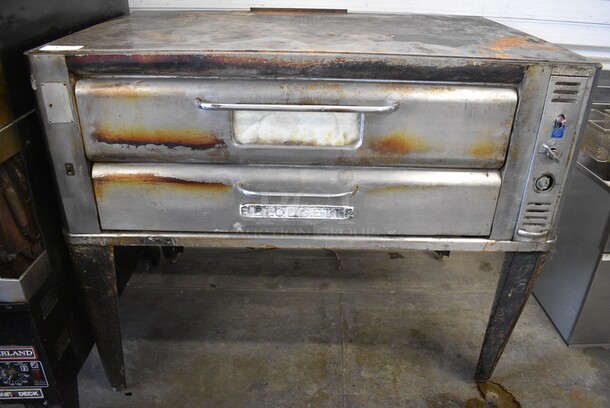 AWESOME! Blodgett Stainless Steel Commercial Gas Powered Single Deck Pizza Oven on Metal Legs. 60x38x49
