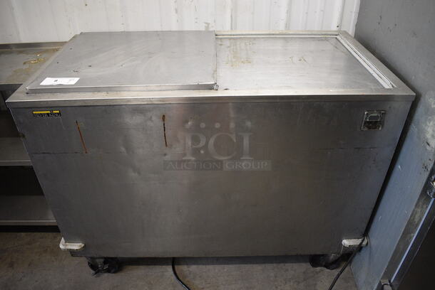 NICE! Silver King Model SKMWF44 Stainless Steel Commercial Chest Freezer on Commercial Casters. 115 Volts, 1 Phase. 44x23x34. Tested and Working!