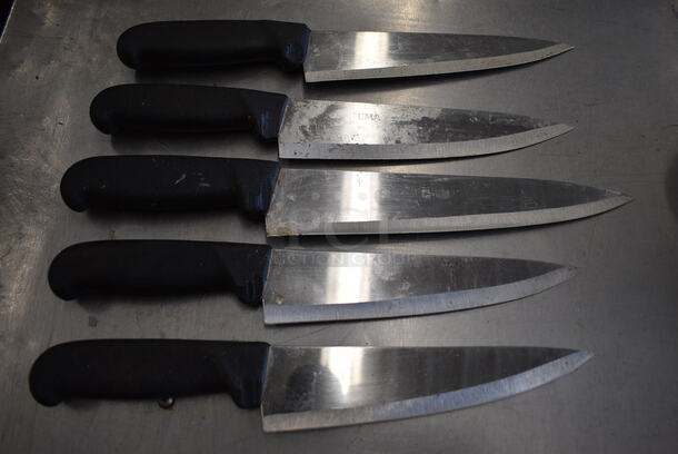 5 SHARPENED Metal Chef Knives. Includes 14