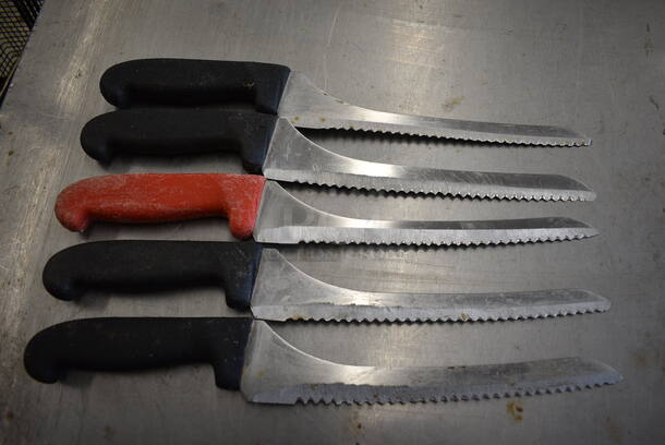 5 SHARPENED Metal Serrated Knives. Includes 13