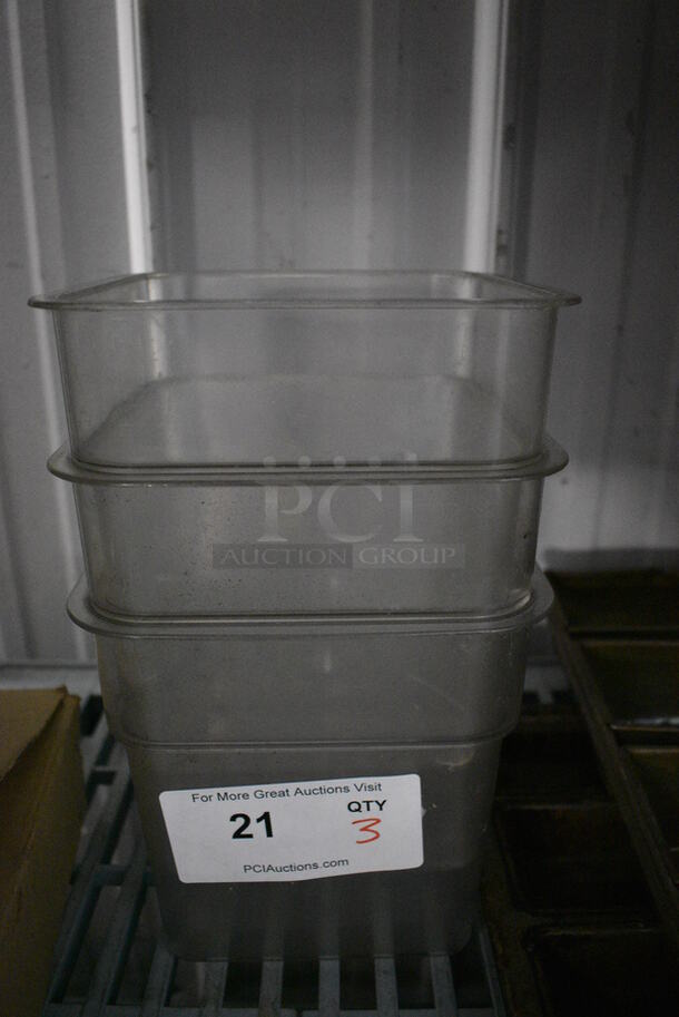 3 Poly Clear Containers. 7x7x7. 3 Times Your Bid!