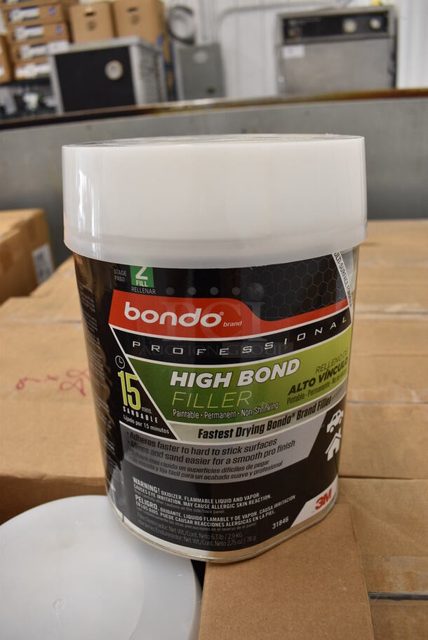 10 BRAND NEW! Cases of Bondo Professional High Bond Filler. 2 Containers Per Case. 6.5x6.5x9. 10 Times Your Bid!