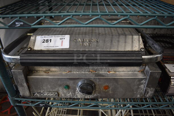 Adcraft Stainless Steel Commercial Countertop Electric Powered Panini Press. 17x16x9. Tested and Working!