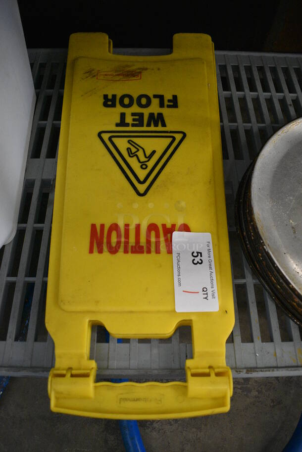 Yellow Poly Wet Floor Caution Sign. 12x1x26