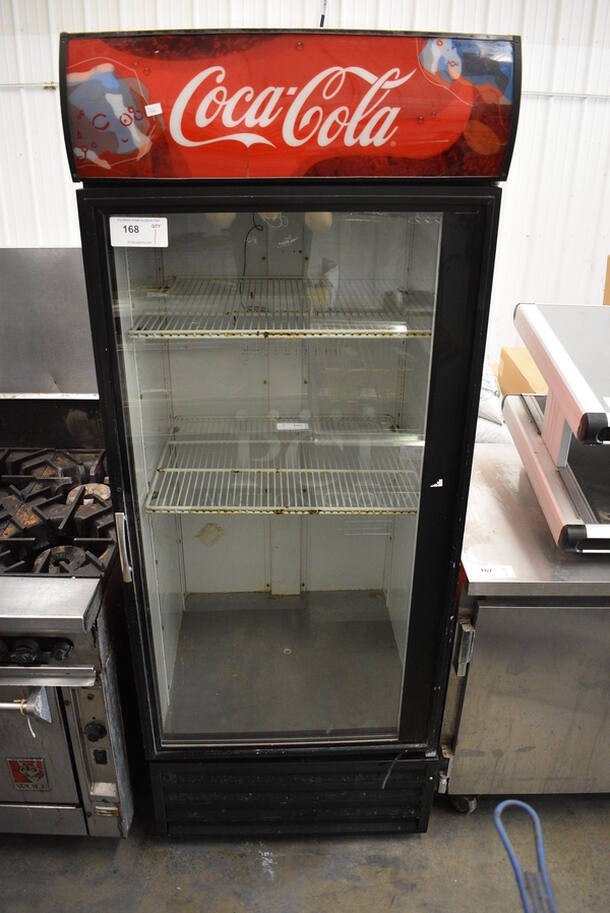 NICE! 2006 True Model GDM-26 Metal Commercial Single Door Reach In Cooler Merchandiser w/ Poly Coated Racks. 115 Volts, 1 Phase. 30x31x79. Tested and Powers On But Does Not Get Cold