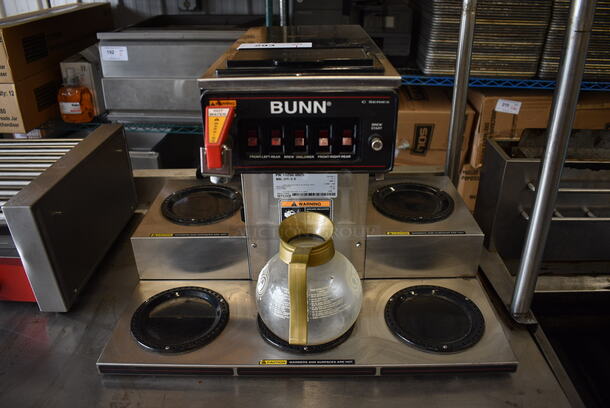 NICE! 2009 Bunn Model CRTF5-35 Stainless Steel Commercial 5 Burner Coffee Machine w/ Hot Water Dispenser and Coffee Pot. 120/240 Volts, 1 Phase. 24x18x18