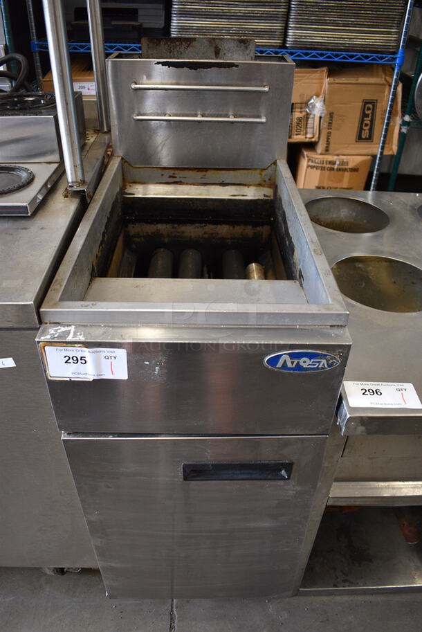 NICE! Atosa Stainless Steel Commercial Floor Style Gas Powered Deep Fat Fryer. 15.5x30x47