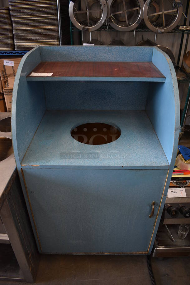 Blue Trash Can Shell w/ Tray Return, Trash Deposit Hole and Front Door. 27x23x46