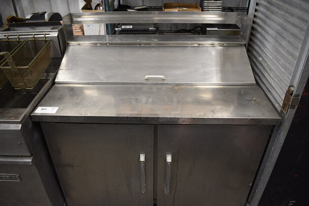 NICE! Glenco Model RP-10-12E Stainless Steel Commercial Sandwich Salad Prep Table Bain Marie Mega Top w/ Overshelf. 115 Volts, 1 Phase. 45x30x47. Tested and Working!