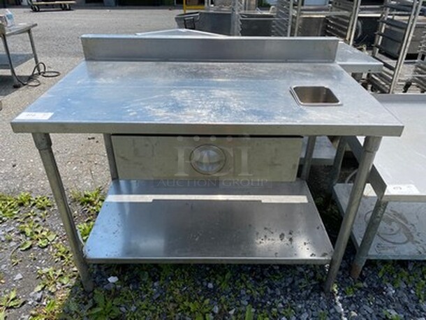 Stainless Steel Commercial Table w/ Undershelf, Drawer and Backsplash. 48x30x40