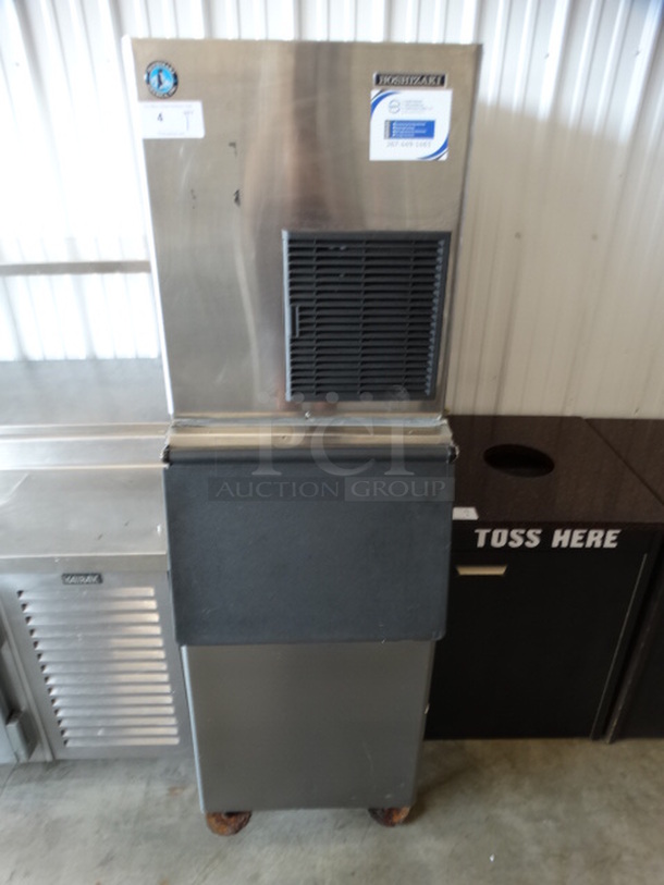 BEAUTIFUL! Hoshizaki Model F-801MWH-C Stainless Steel Commercial Ice Machine Head on Stainless Steel Ice Bin. 115-120 Volts, 1 Phase. 22.5x33x72.5