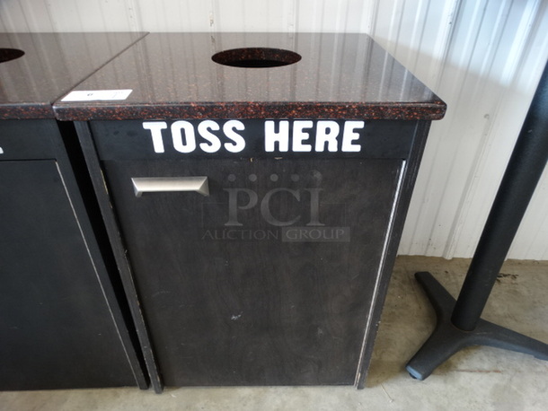 Trash Can Shell w/ Brown Countertop, Trash Deposit Hole, Front Door and Trash Can. 25x25x34