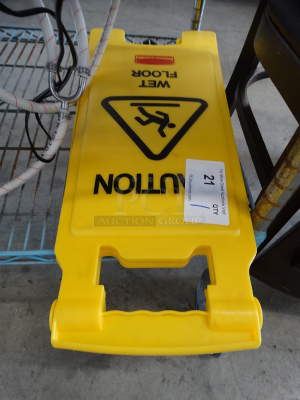 Yellow Poly Wet Floor Caution Sign. 11x1x26