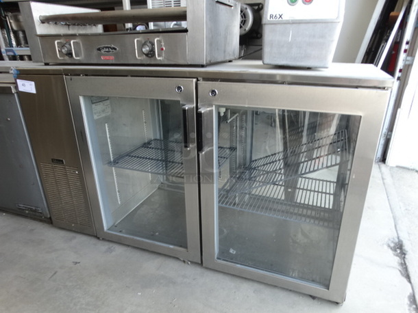 GREAT! Perlick Model PS2DS Stainless Steel Commercial 2 Door Back Bar Cooler Merchandiser. 115 Volts, 1 Phase. 60x28x35. Tested and Powers On But Does Not Get Cold