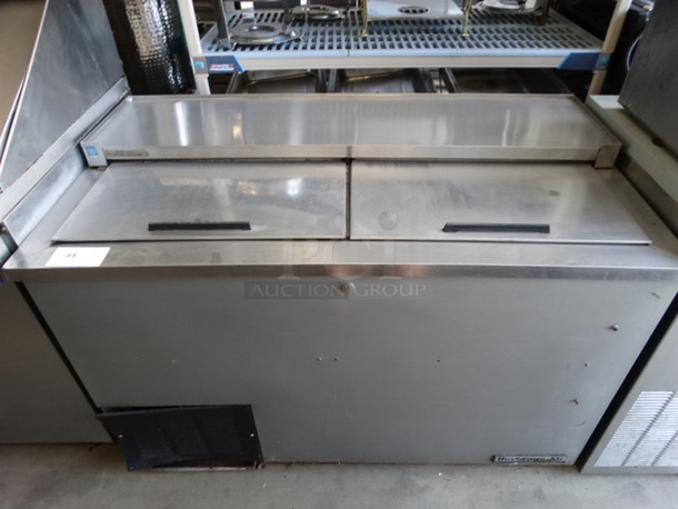 NICE! Beverage Air Model DWS Stainless Steel Commercial Bottle Back Bar Cooler w/ 2 Sliding Lids. 115 Volts, 1 Phase. 50x26.5x34. Tested and Working!