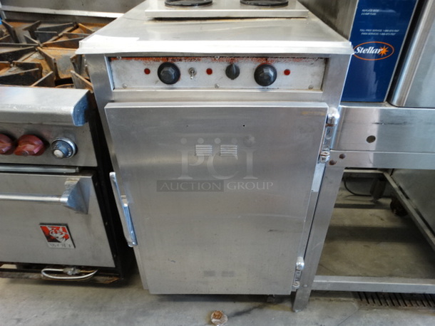 NICE! Stainless Steel Commercial Holding Cabinet on Commercial Casters. 22x30.5x40. Cannot Test - Unit Was Previously Hardwired