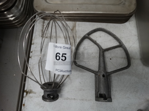 2 Metal Attachments for Mixer; Paddle and Whisk. 7x4x4, 7x5.5x1.5. 2 Times Your Bid!