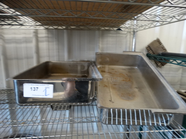 2 Stainless Steel Chafing Dish Pans. 22x13x8. 2 Times Your Bid!