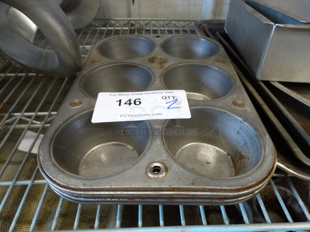 4 Metal 6 Cup Muffin Pans. 12.5x8.5x1.5. 4 Times Your Bid!